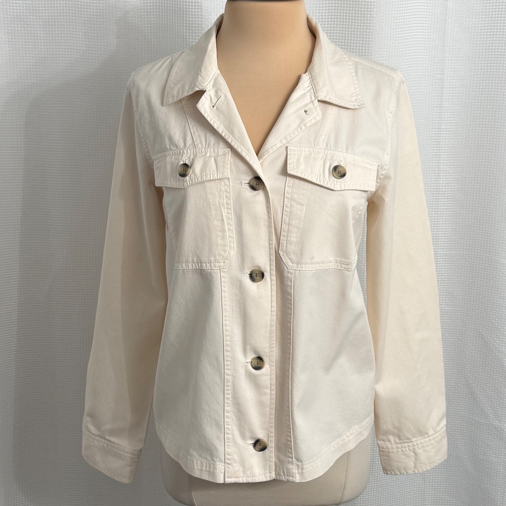 Old Navy Women's Cream Lightweight Utility Button-up Jacket